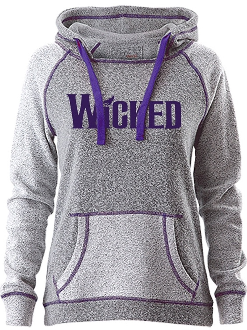Wicked Musical Hoodie Womens Medium Gray Purple Logo Broadway Theater Lounge Top